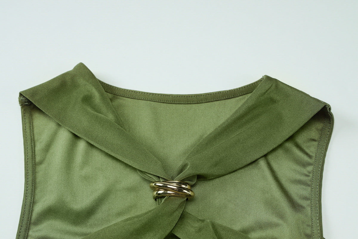 Pleated Halter Sheath Mini