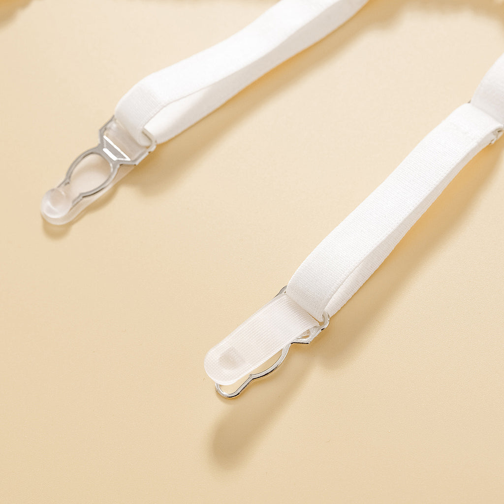 Women Clothing White Metal Chain Floral Embroidery Sexy Shapewear Bra Set