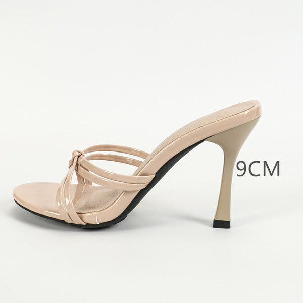 Round Toe Outer Single Stiletto Heel Women Sandals Solid Color plus Size Open Toe Sandals