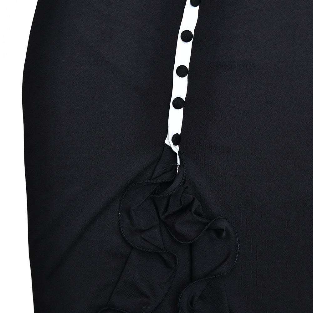 Bell-Sleeve Side-Slit Dress