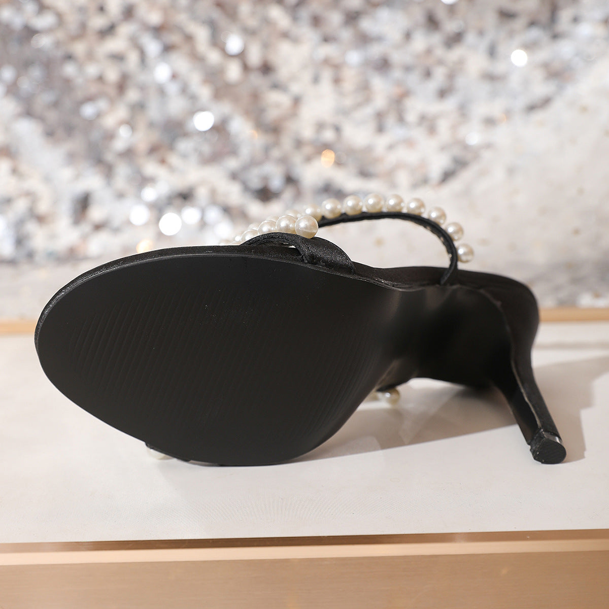 Pearl Strap Wedding Cocktail High Heels Summer All Match High Heel Sandals for Women