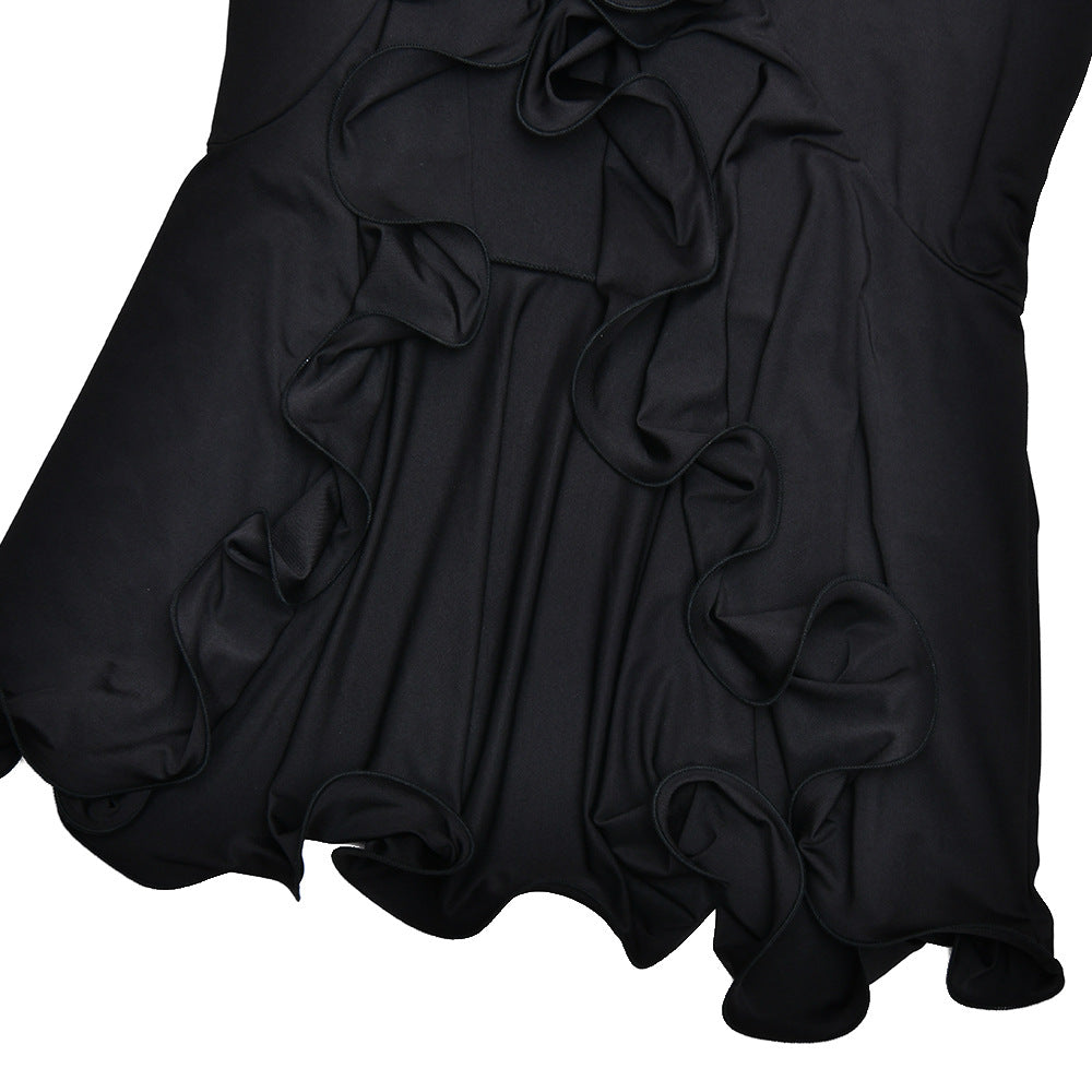 Bell-Sleeve Side-Slit Dress