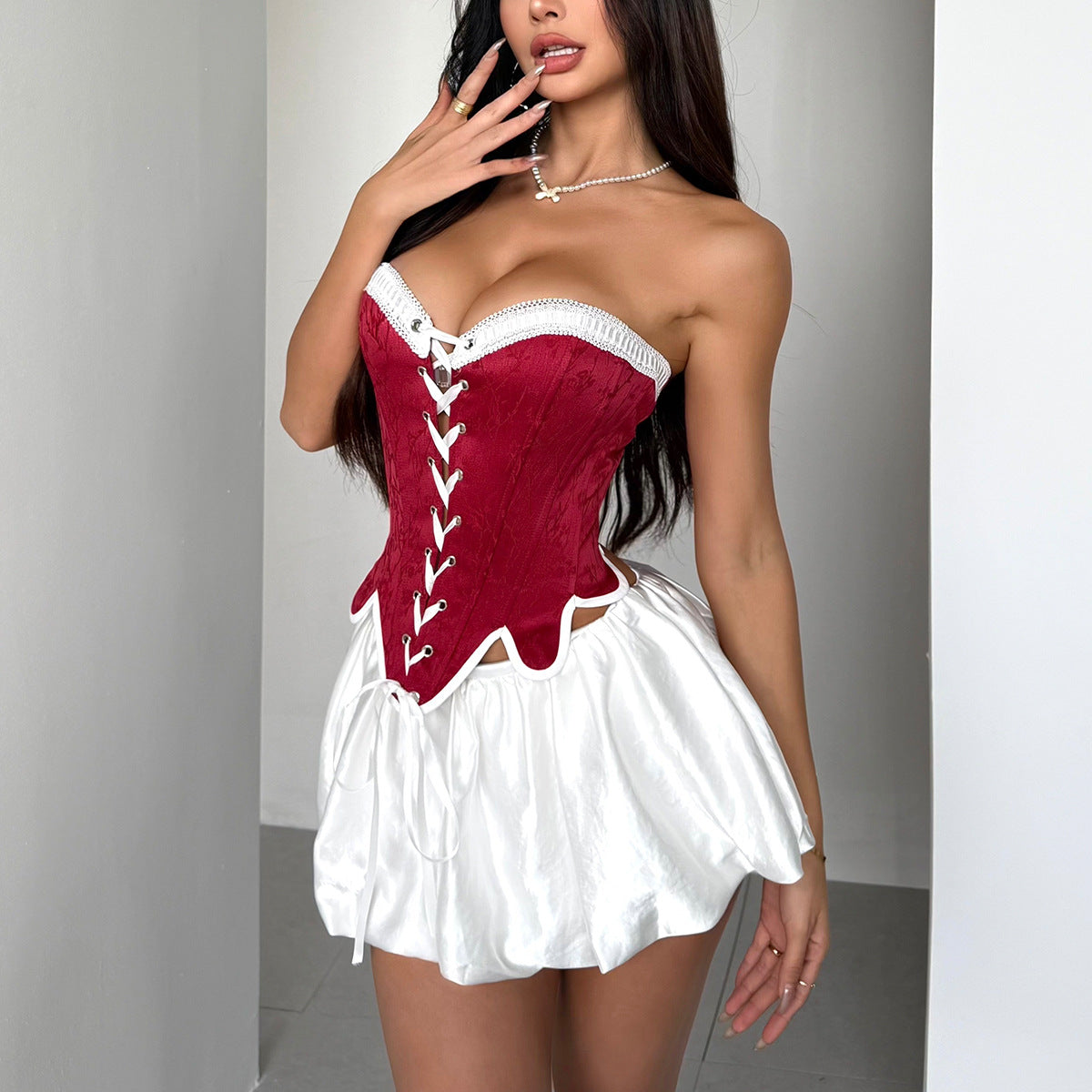 Retro Minority Advanced Boning Corset Corset Contrast Color Vest