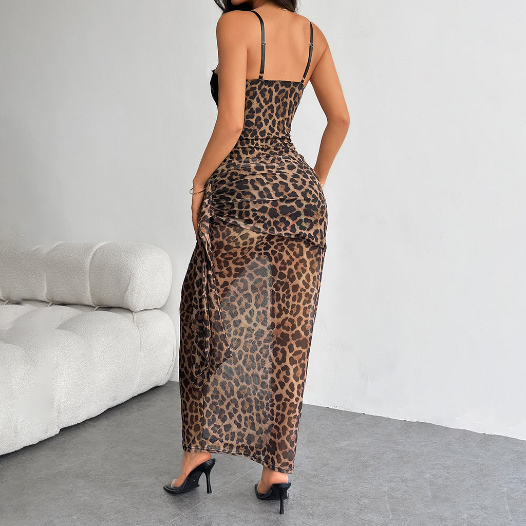 Wild Leopard Lace Bandeau Dress