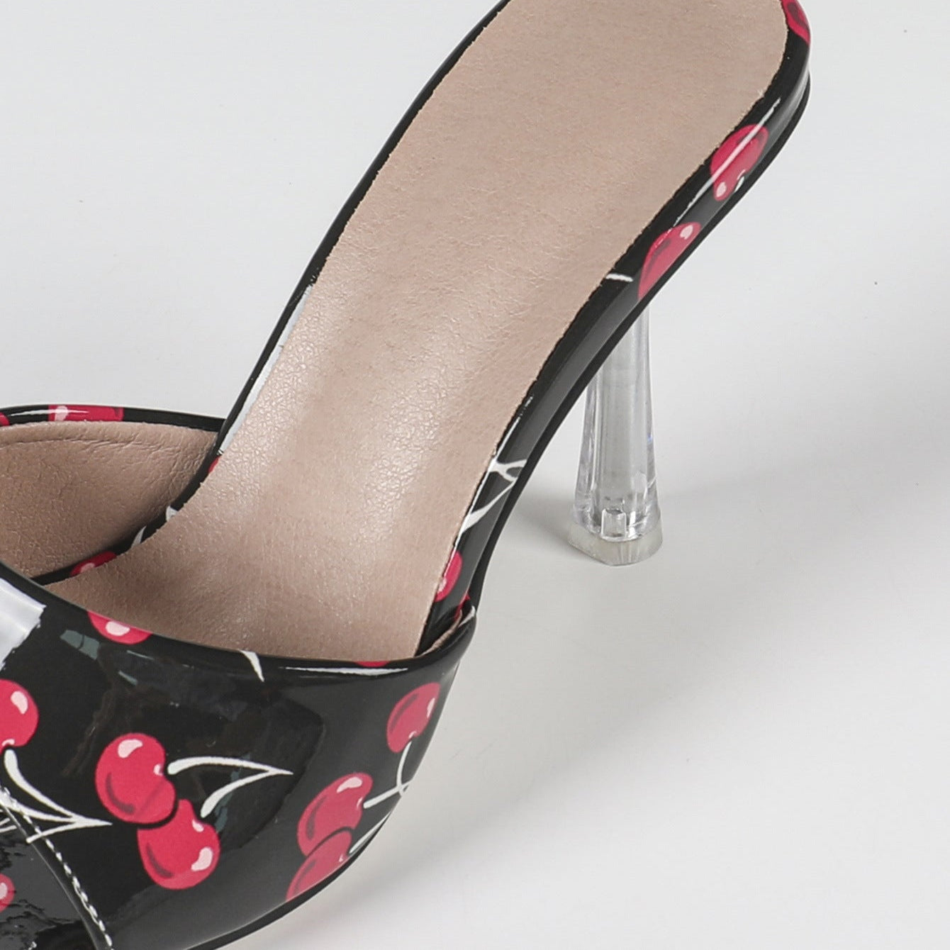 Peep Toe High Heel Printed Slippers Women Square Toe Chunky Heel Roman Cool Slippers