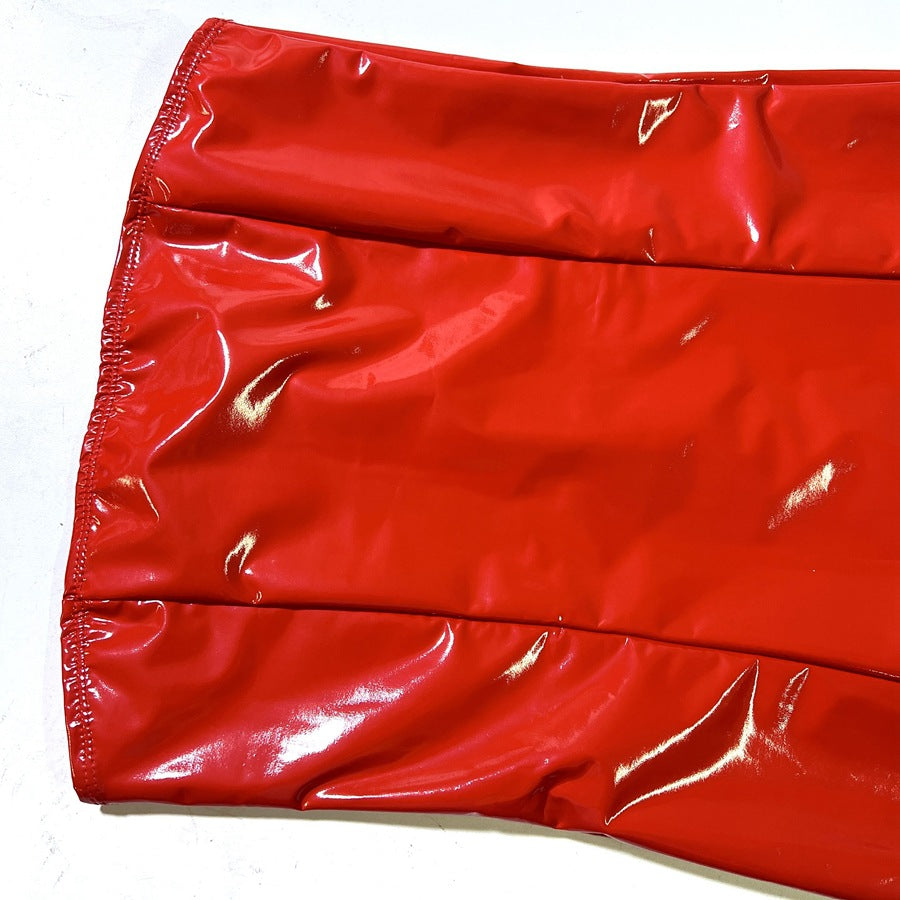 Glossy Wrap-Waist Backless Dress