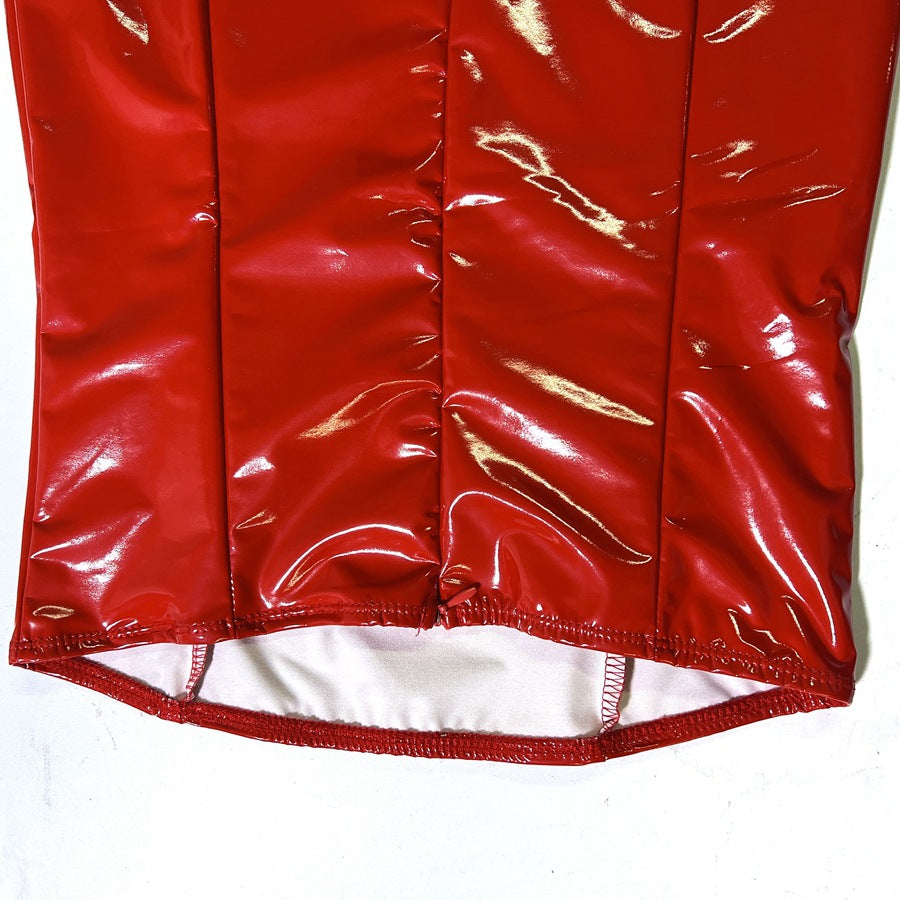 Glossy Wrap-Waist Backless Dress