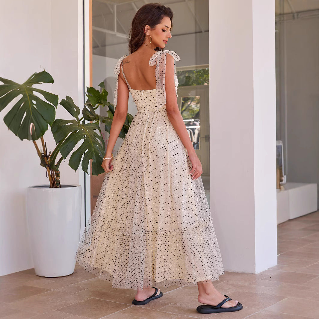 Women Summer Strap Polka Dot Tube Top Dress