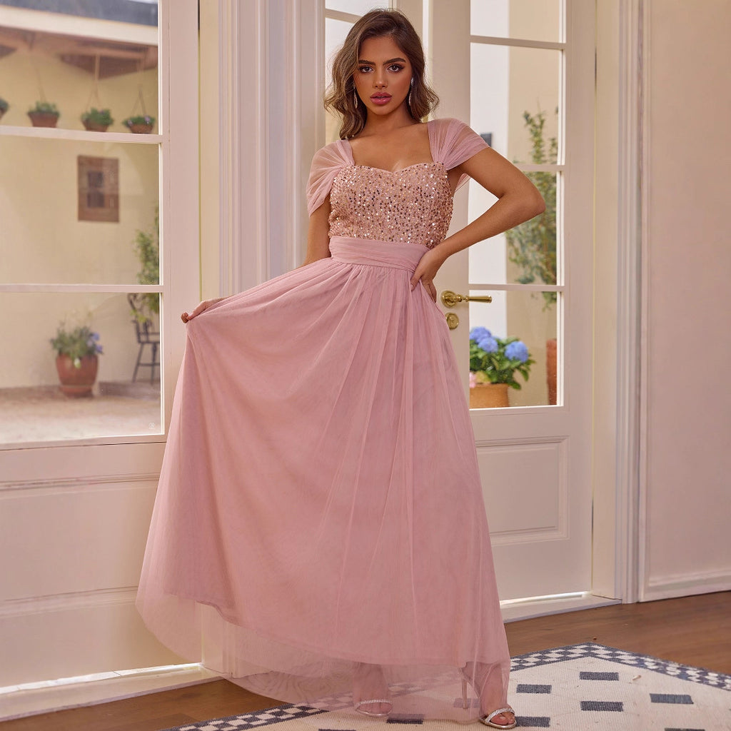 Sequined Short Sleeved Dress