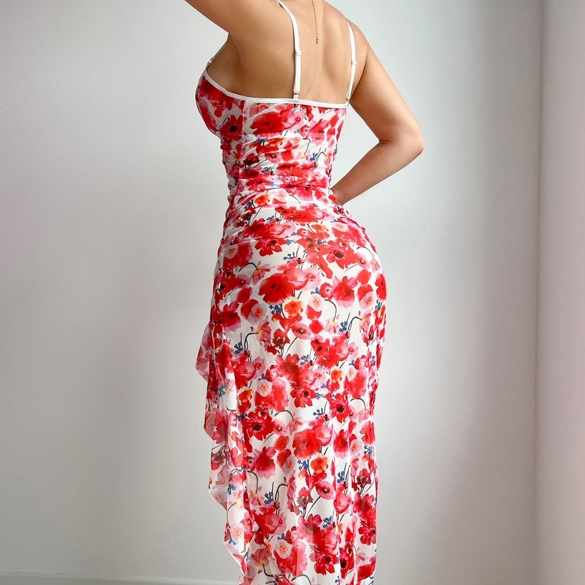 Mesh Strap Floral Dress Sexy Pajamas Nightdress Sexy Lingerie Set