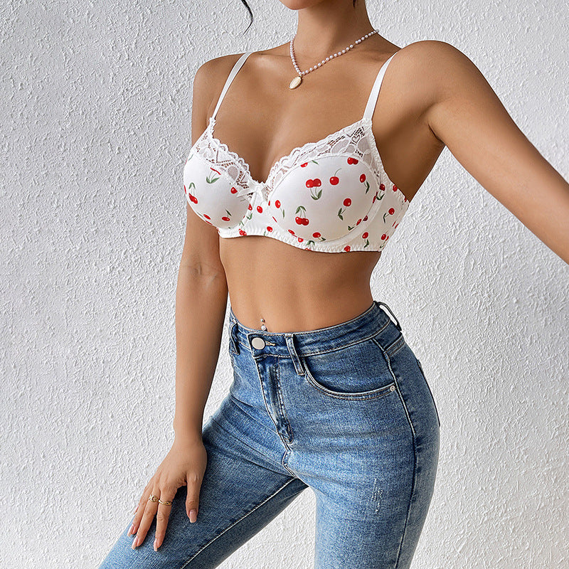 Sexy Cherry Print Sling Bra Sexy Top Outer Wear Inner Wear Tank Top Bra