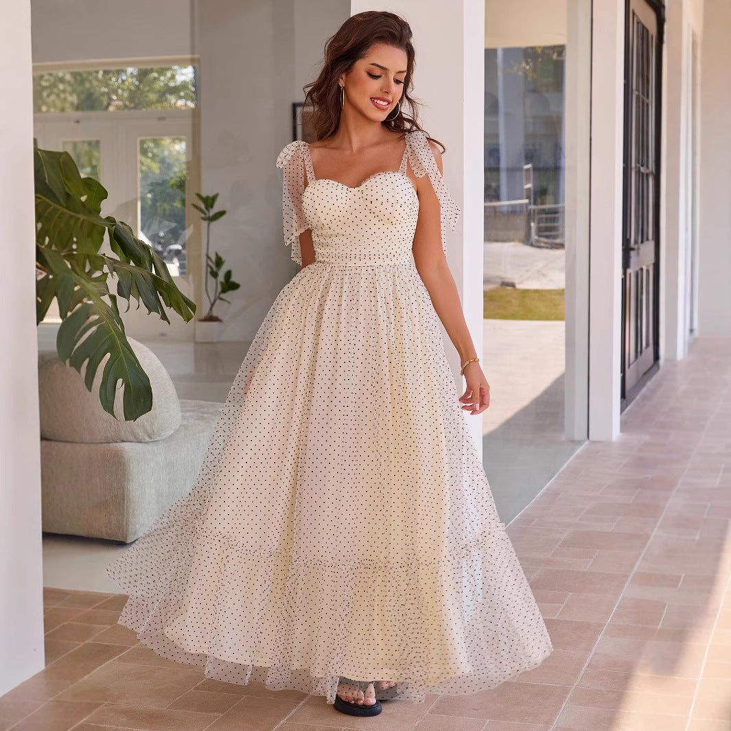 Women Summer Strap Polka Dot Tube Top Dress